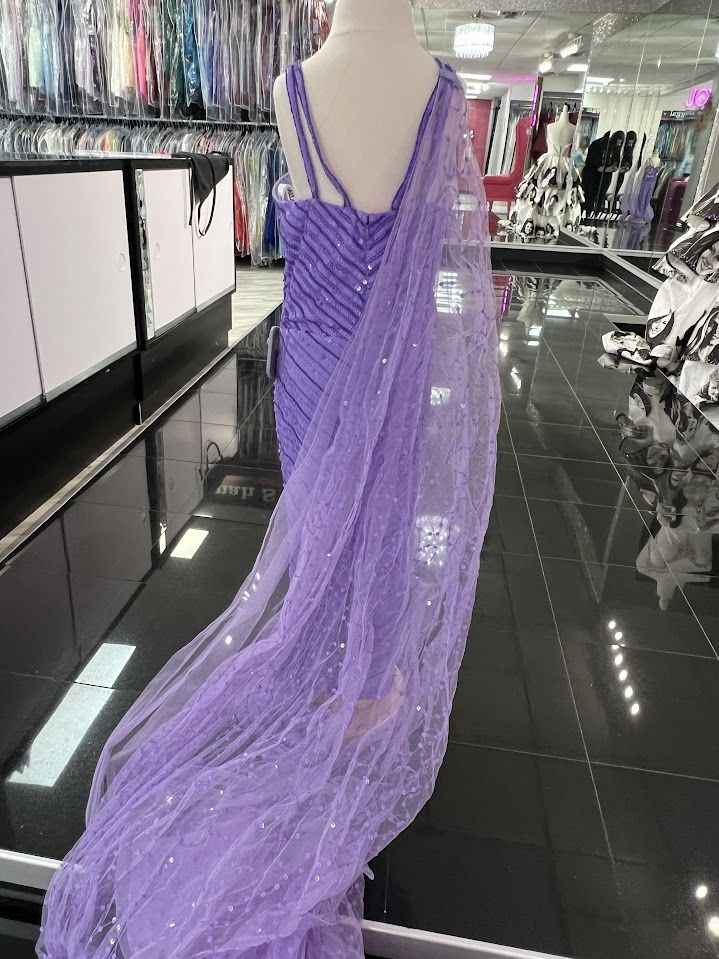 Style 10166 Rachel Allan Size 8 Pageant Purple Formal Jumpsuit on Queenly