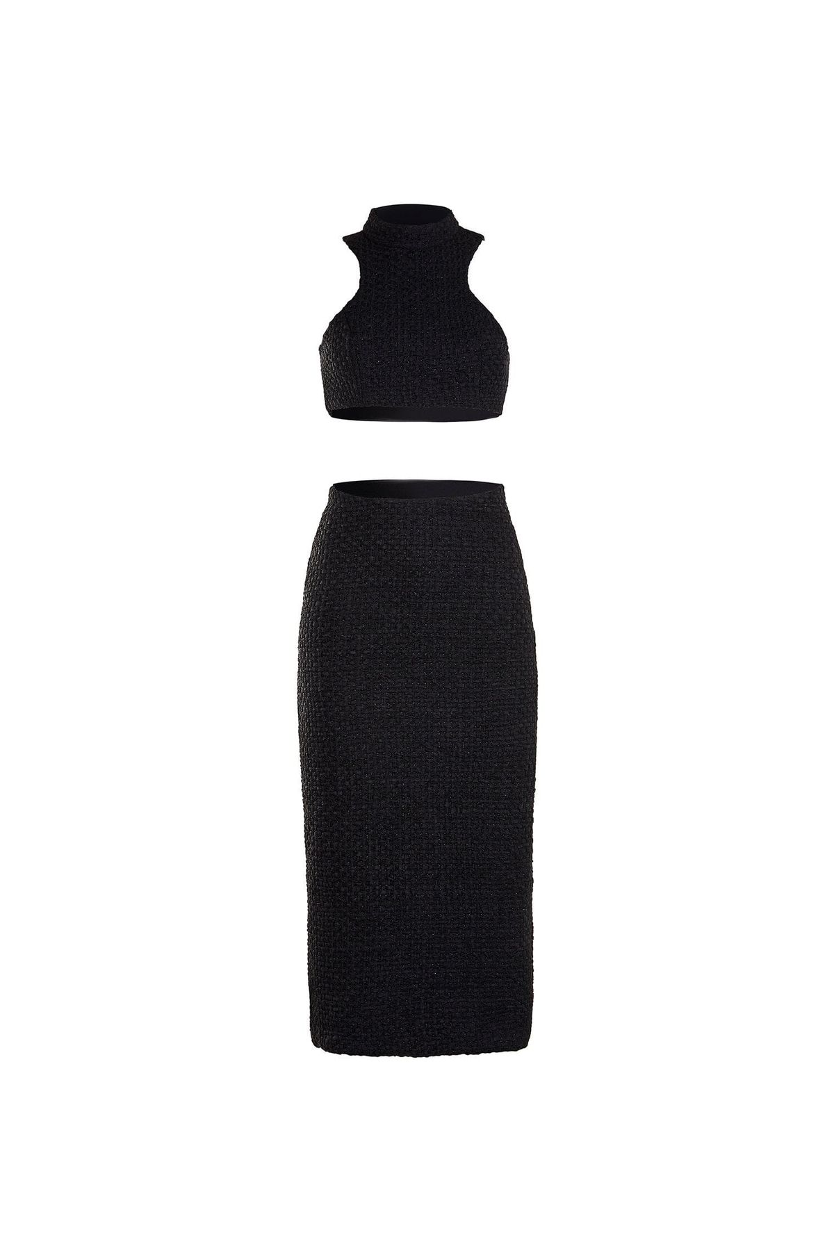 Style Zoe Alamour The Label Size M High Neck Black Side Slit Dress on Queenly