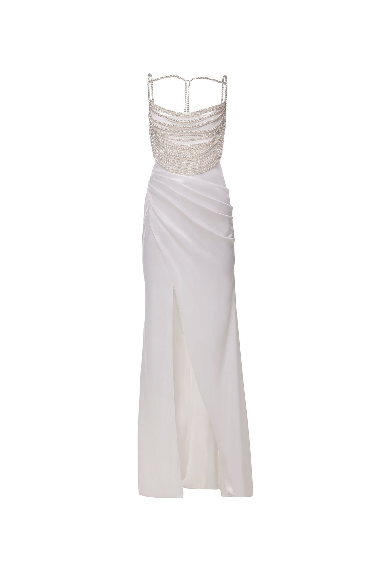 Style Elizabeth Alamour The Label Size L Pageant Satin White Side Slit Dress on Queenly