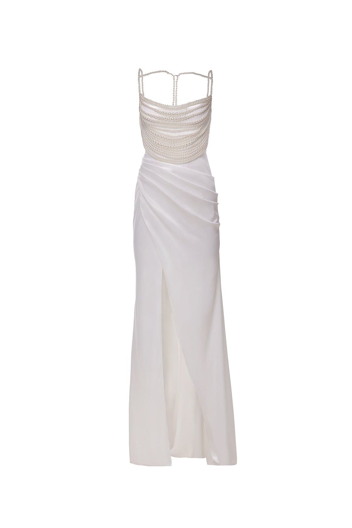 Style Elizabeth Alamour The Label Size XL Pageant Satin White Side Slit Dress on Queenly