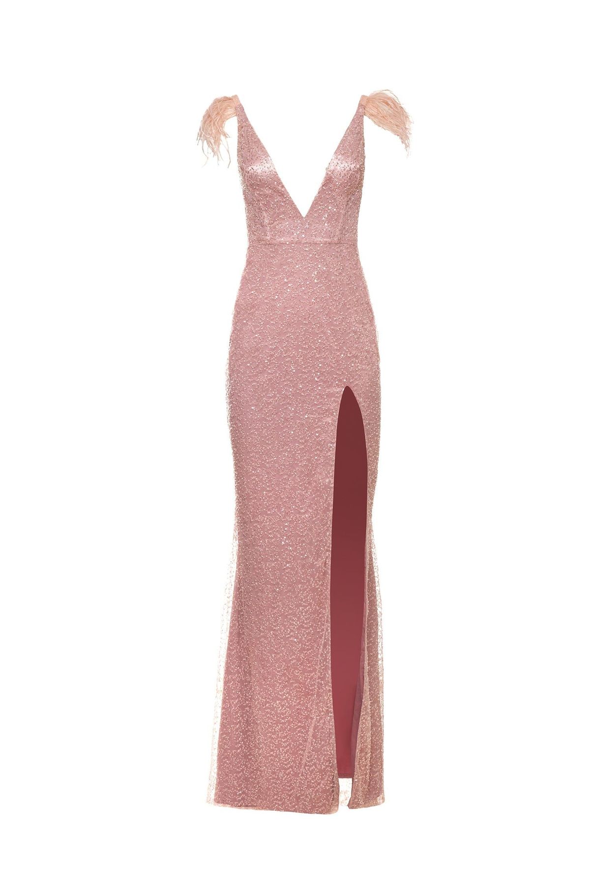 Style Zora Alamour The Label Size S Prom Plunge Pink Side Slit Dress on Queenly