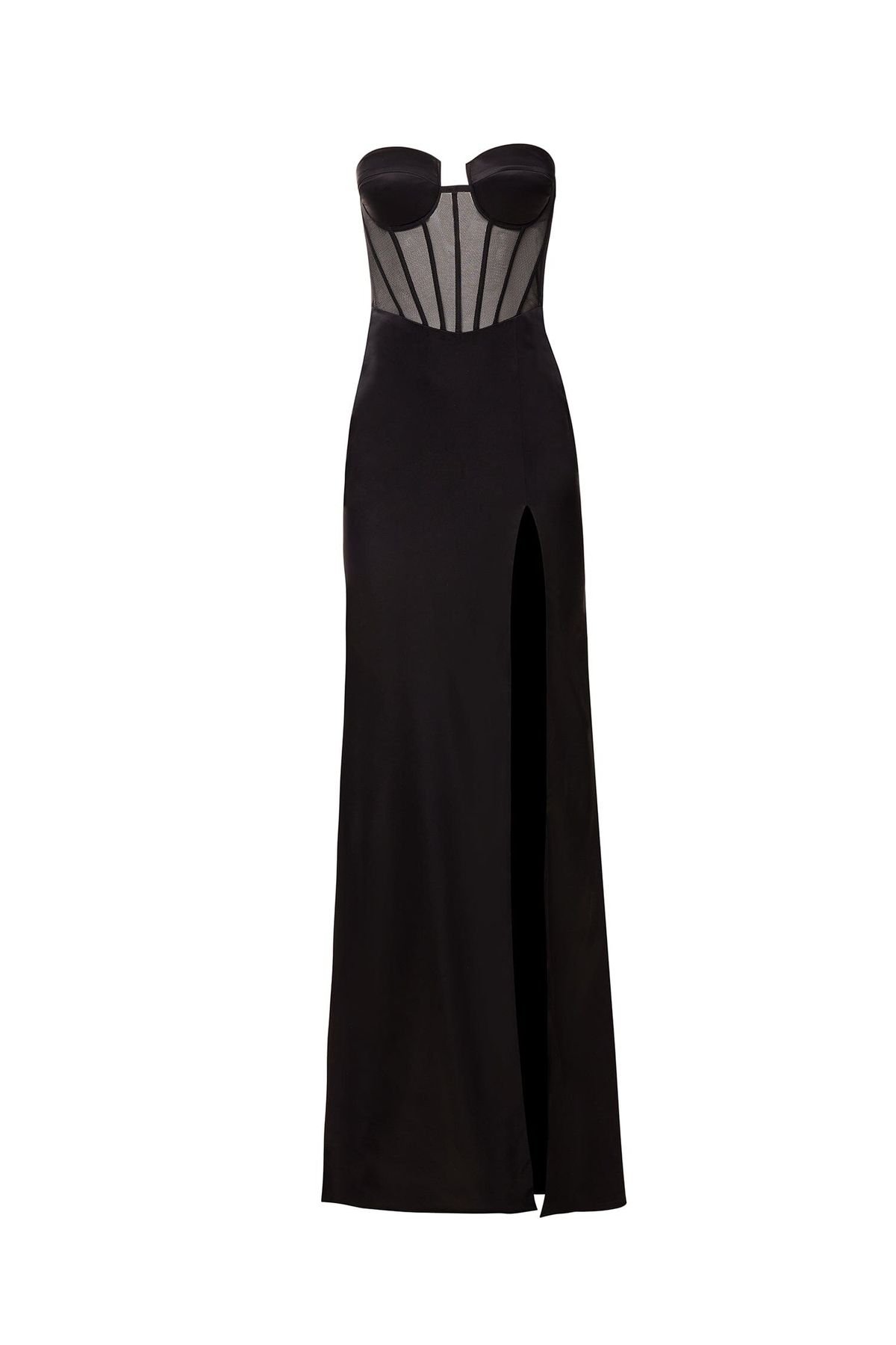Style Marilyn Alamour The Label Size XS Strapless Satin Black Floor Length Maxi on Queenly