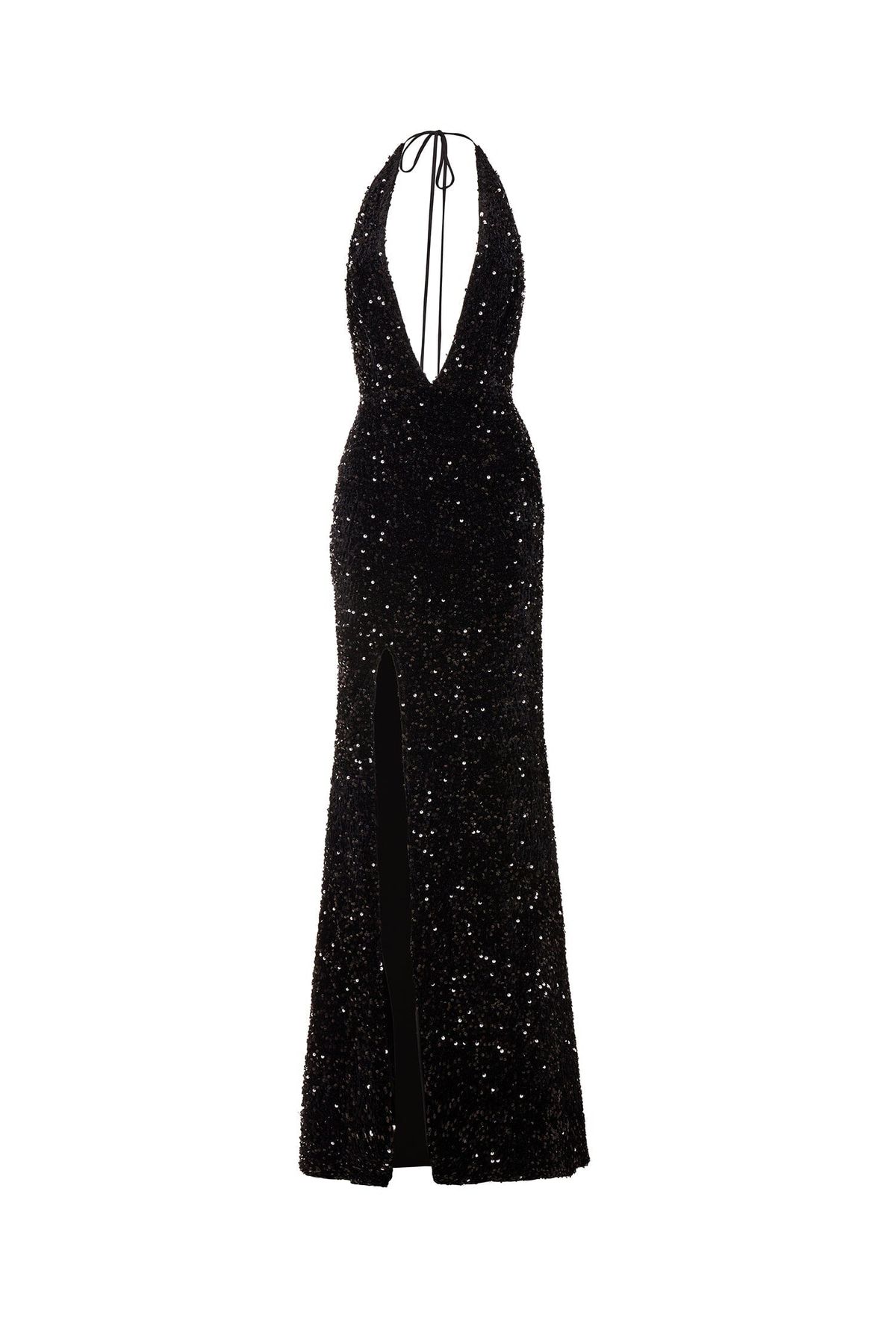 Style Lili Alamour The Label Size L Prom Plunge Velvet Black Side Slit Dress on Queenly