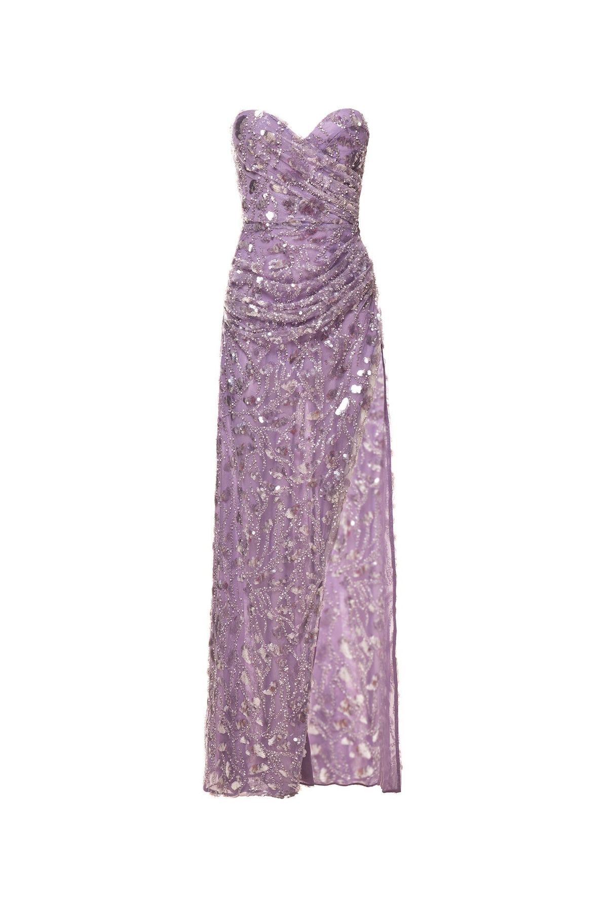 Style Eliza Alamour The Label Size XS Pageant Strapless Purple Side Slit Dress on Queenly