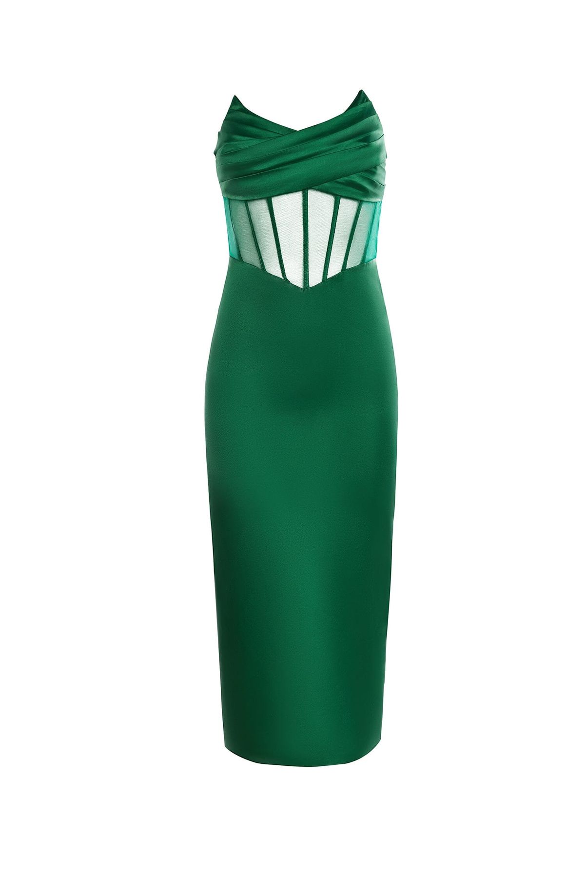 Style Giovanna Alamour The Label Size L Strapless Satin Emerald Green Cocktail Dress on Queenly