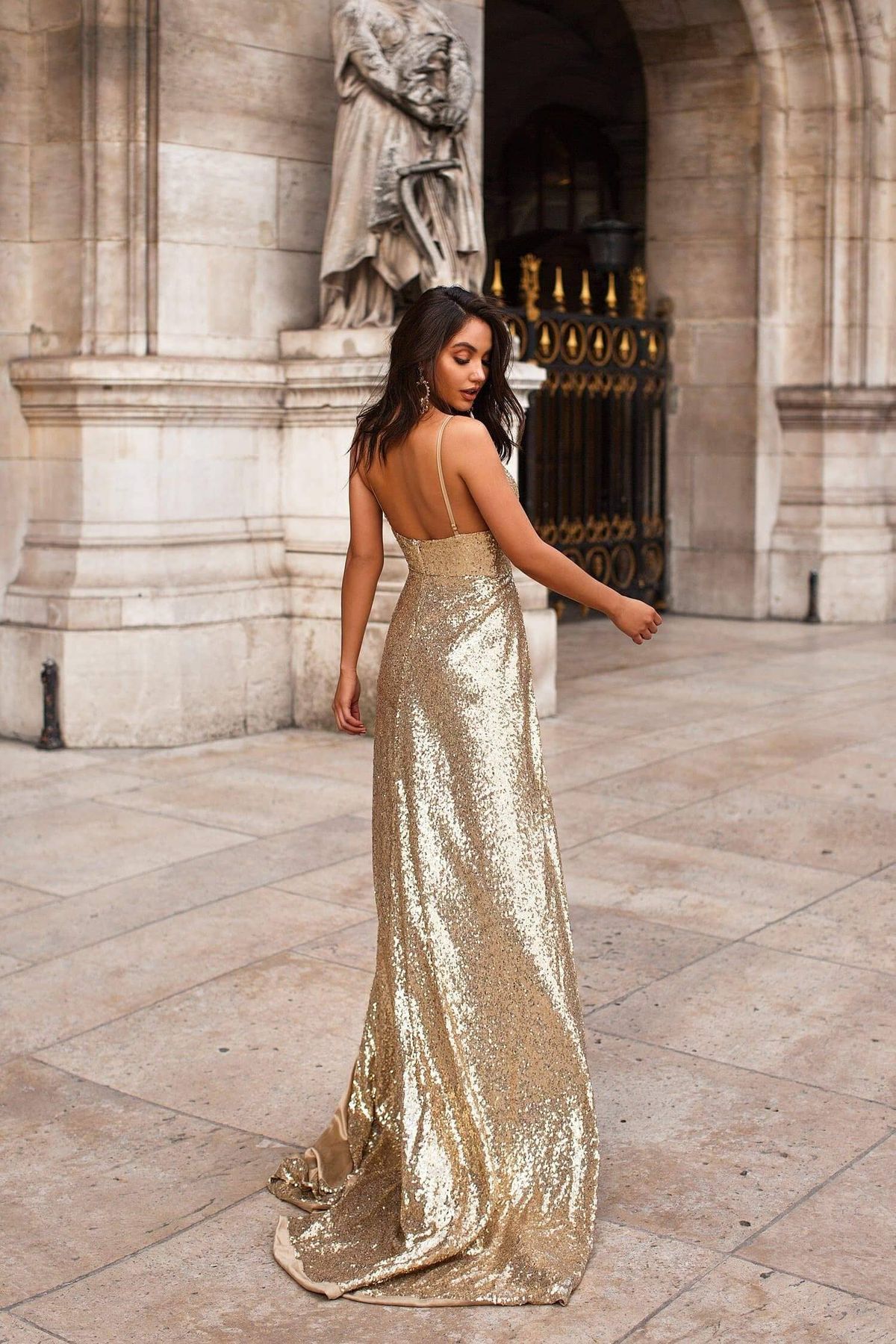 Style Milana Alamour The Label Size S Prom Gold Side Slit Dress on Queenly