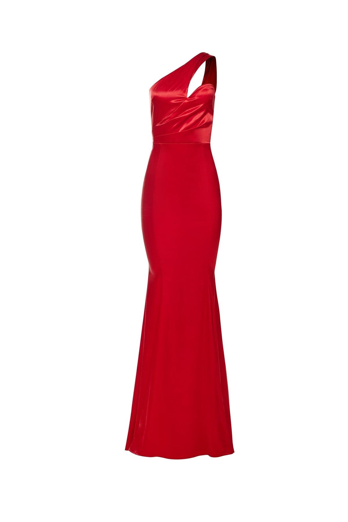 Style Betty Alamour The Label Size XL One Shoulder Satin Red Mermaid Dress on Queenly