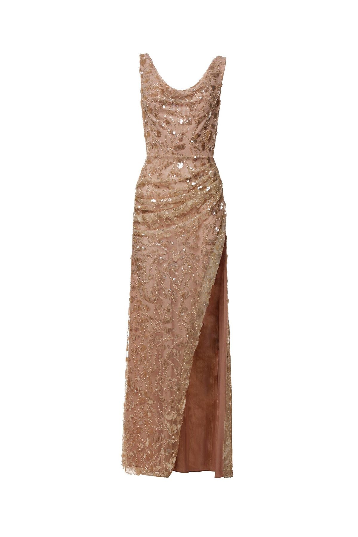 Style Priscilla Alamour The Label Size XS Pageant Sheer Gold Side Slit Dress on Queenly