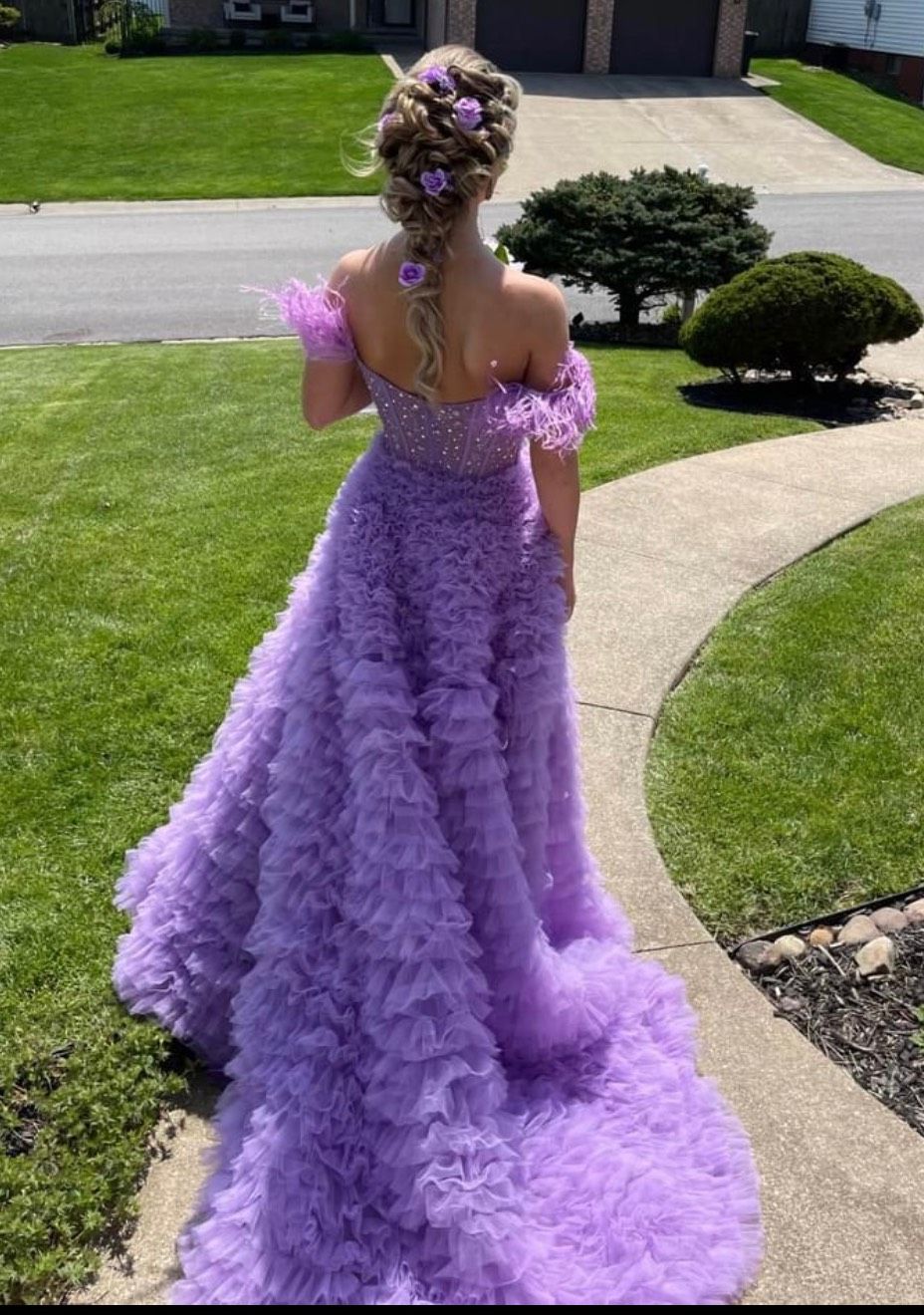 Sherri Hill Size 2 Cap Sleeve Purple Ball Gown on Queenly