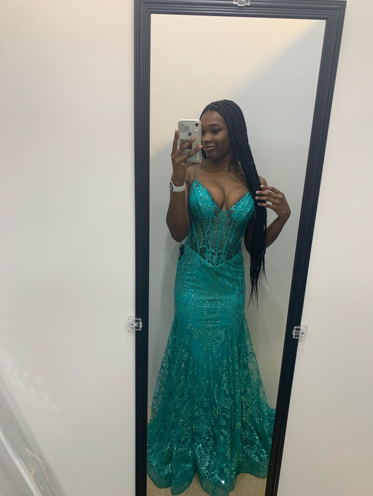 Jovani Size 4 Prom Strapless Lace Blue Mermaid Dress on Queenly