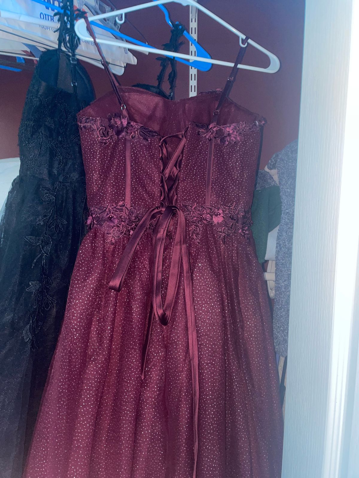 Size S Prom Burgundy Red Ball Gown on Queenly