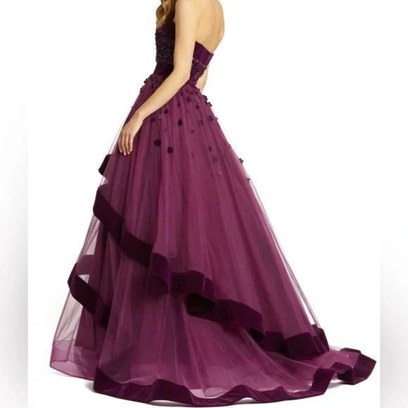Style Mac Duggal 66346 Mac Duggal Size 0 Prom Strapless Velvet Multicolor Ball Gown on Queenly