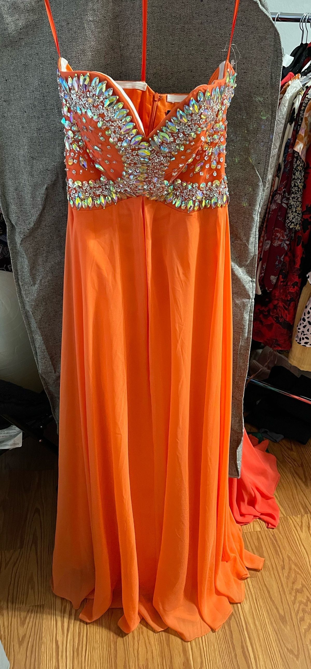 Size 8 Strapless Orange A-line Dress on Queenly