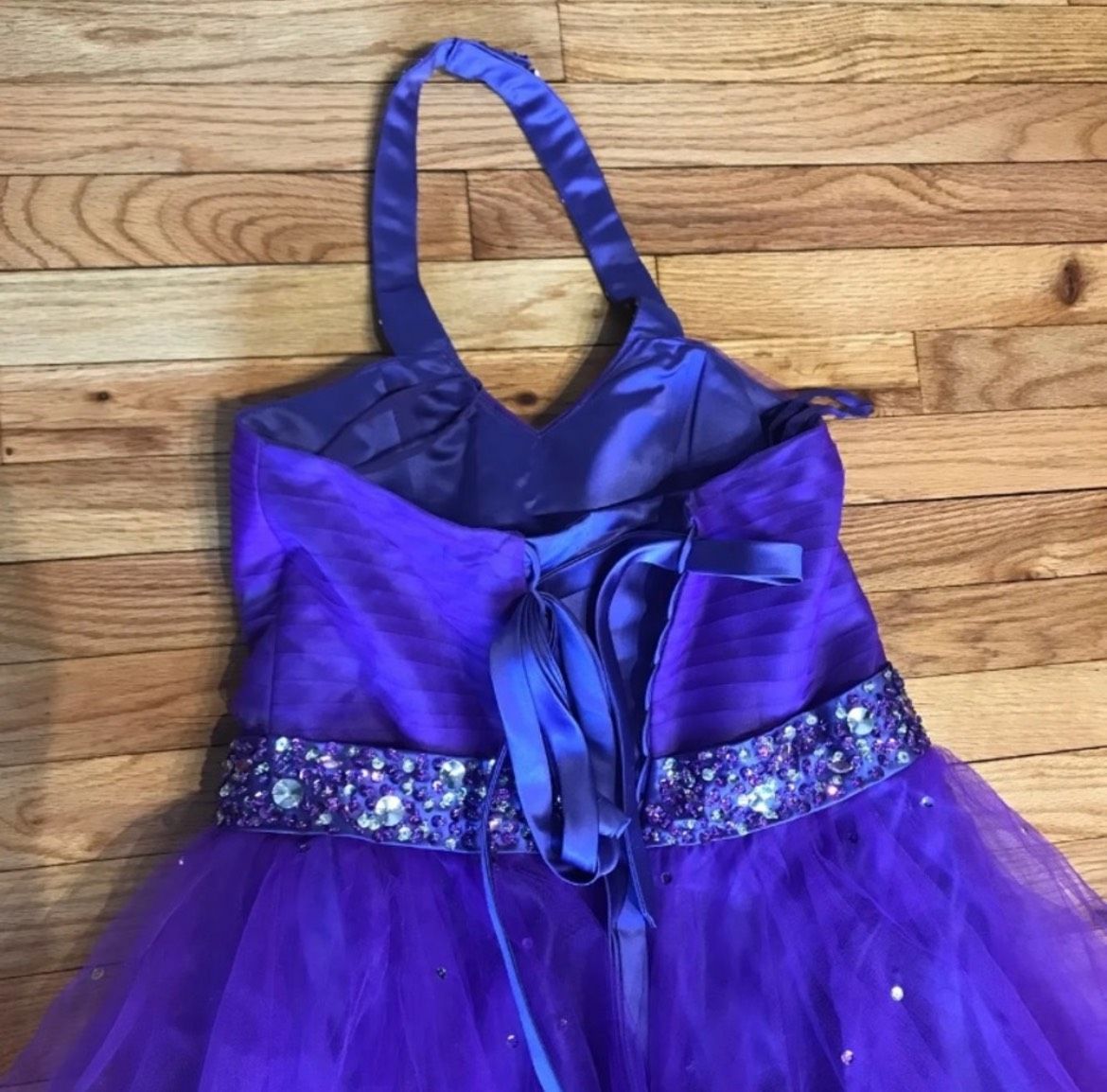 Size M Halter Sequined Purple Ball Gown on Queenly