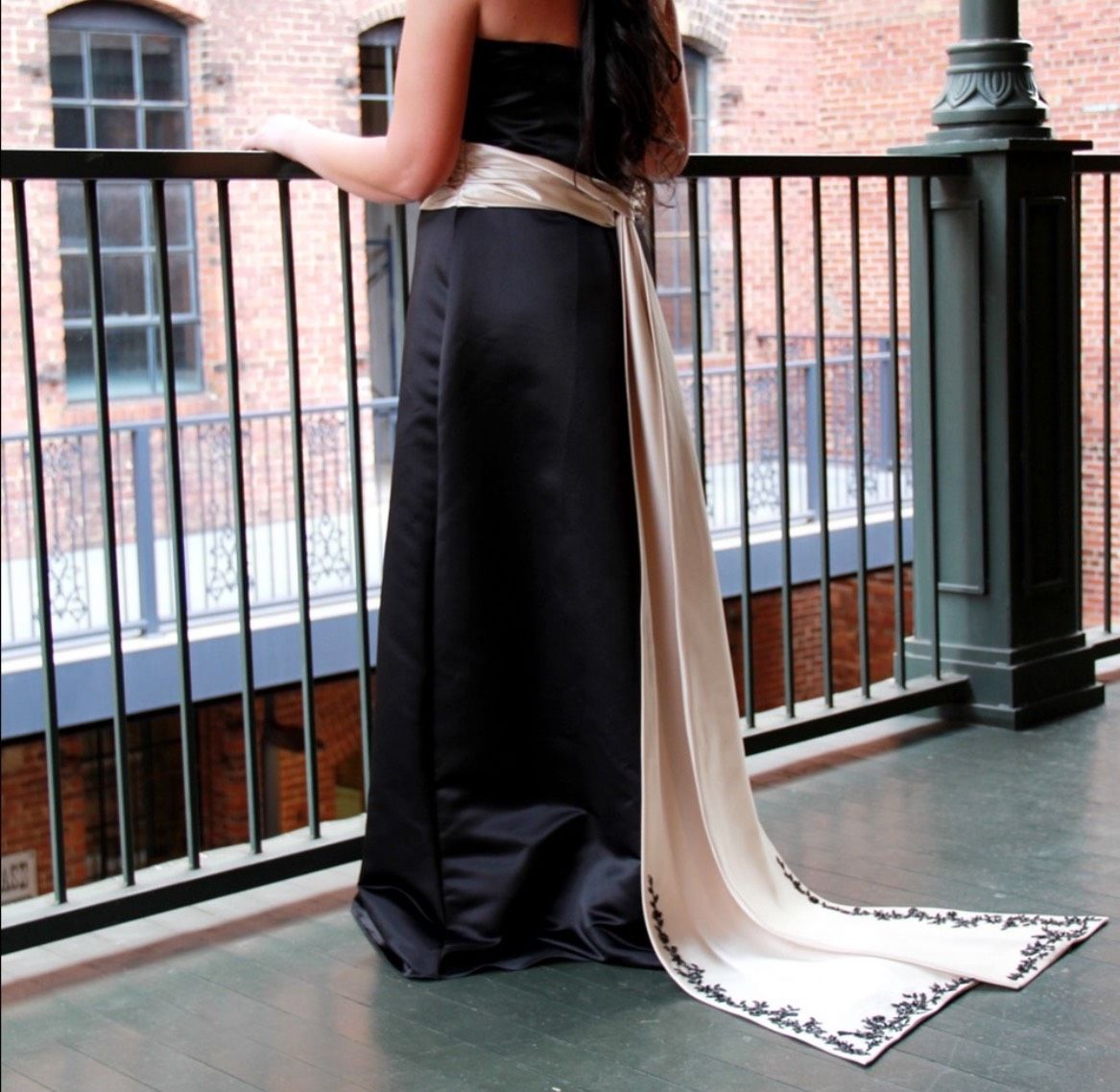 Bill Levkoff Size 12 Prom Strapless Satin Black A-line Dress on Queenly