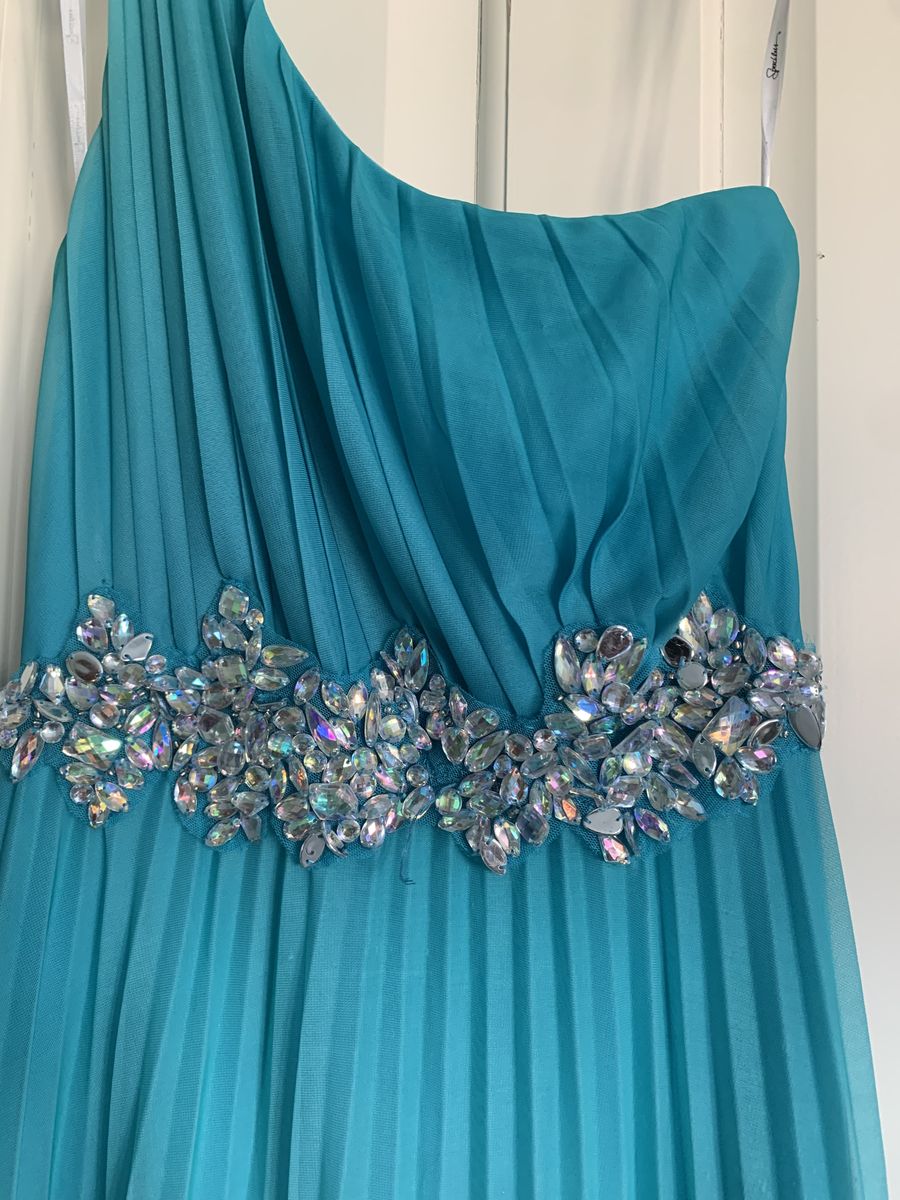 s Size 6 Prom One Shoulder Sequined Light Blue Ball Gown on Queenly