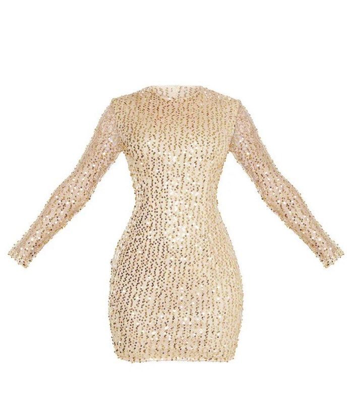 Size 6 Homecoming Long Sleeve Gold Cocktail Dress on Queenly