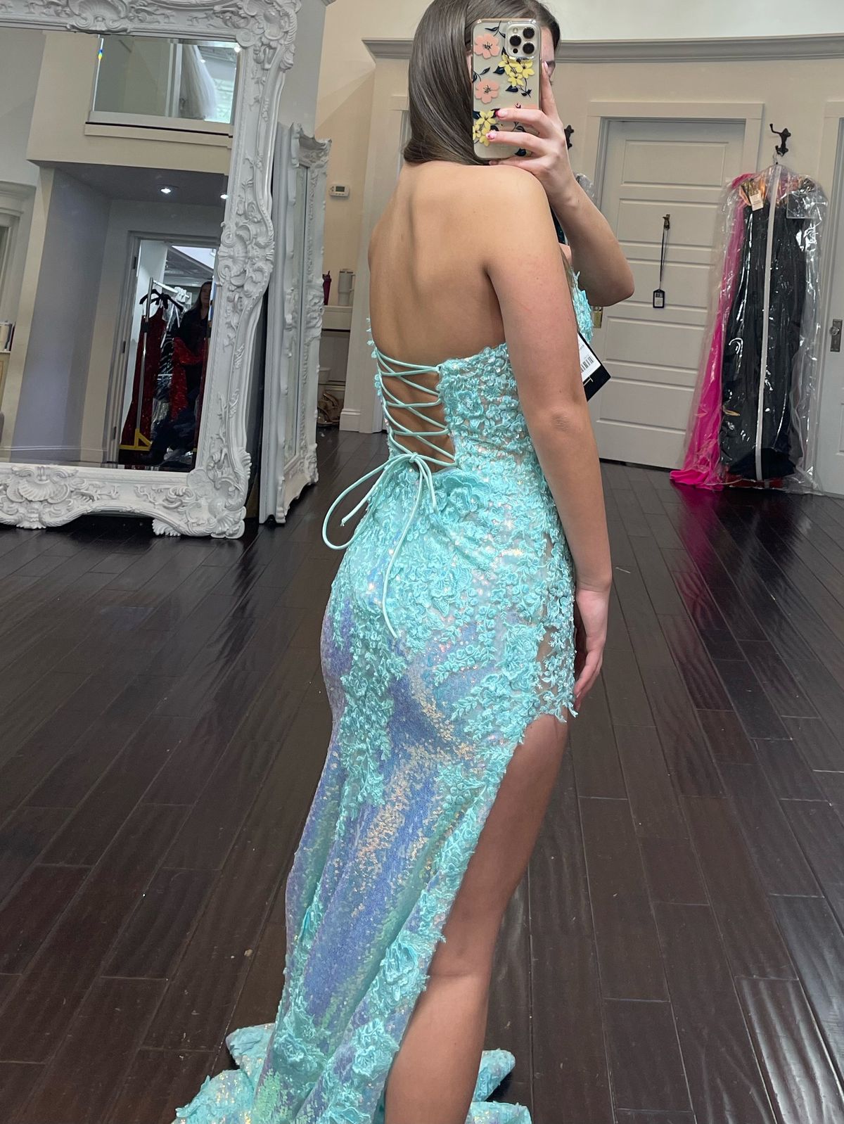 Sherri Hill Size 2 Prom One Shoulder Blue Side Slit Dress on Queenly
