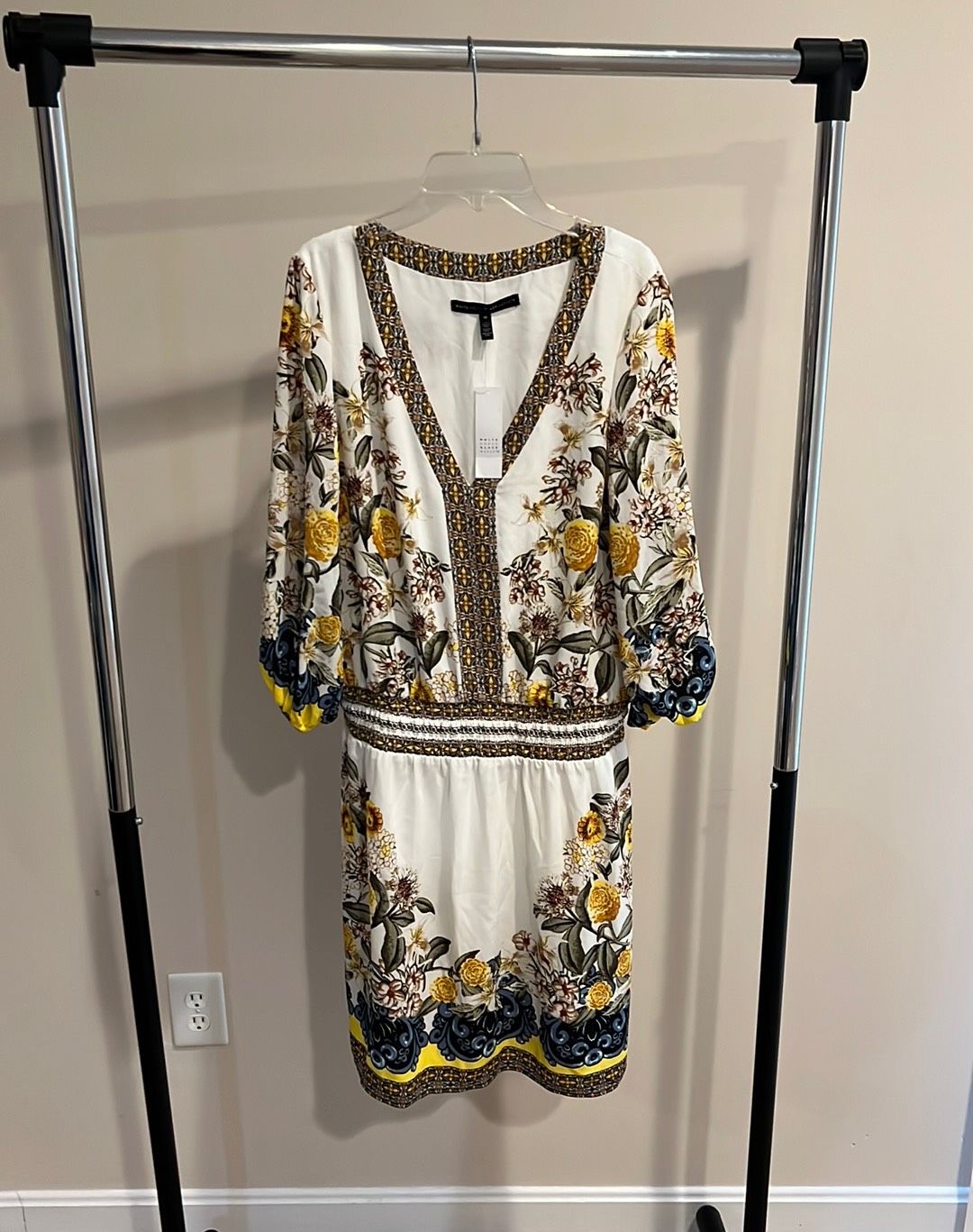 White House Black Market Size M Homecoming Long Sleeve Multicolor A-line Dress on Queenly