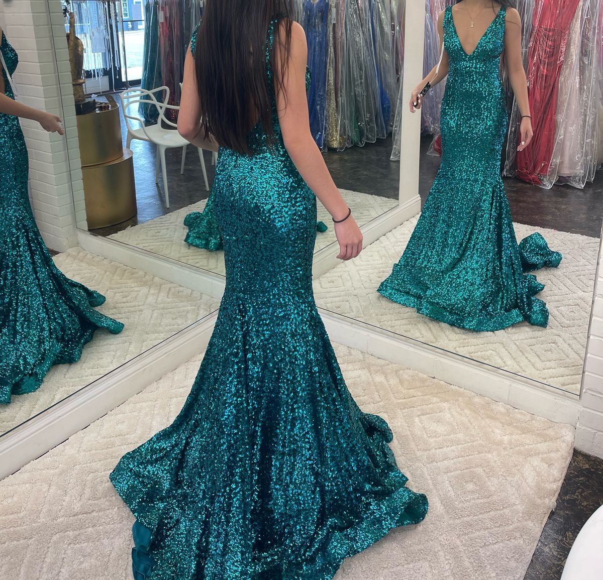 Jovani Size 0 Bridesmaid Plunge Multicolor Mermaid Dress on Queenly