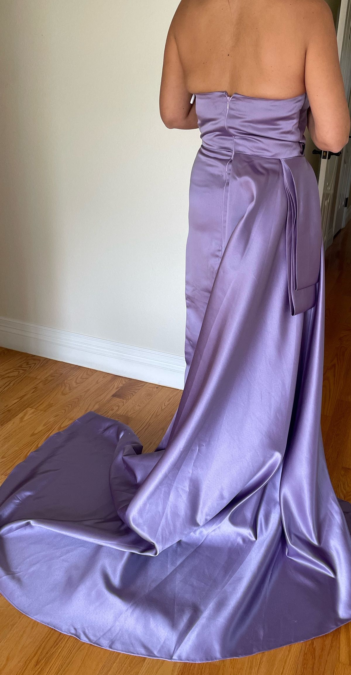 Size 6 Prom Strapless Satin Light Purple Floor Length Maxi on Queenly