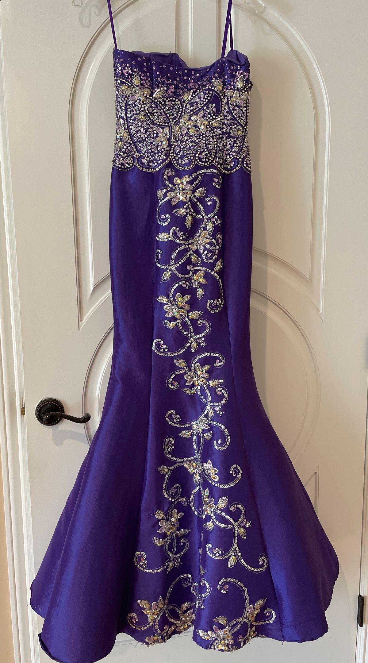 Jovani Size 8 Prom Strapless Sequined Purple Mermaid Dress on Queenly