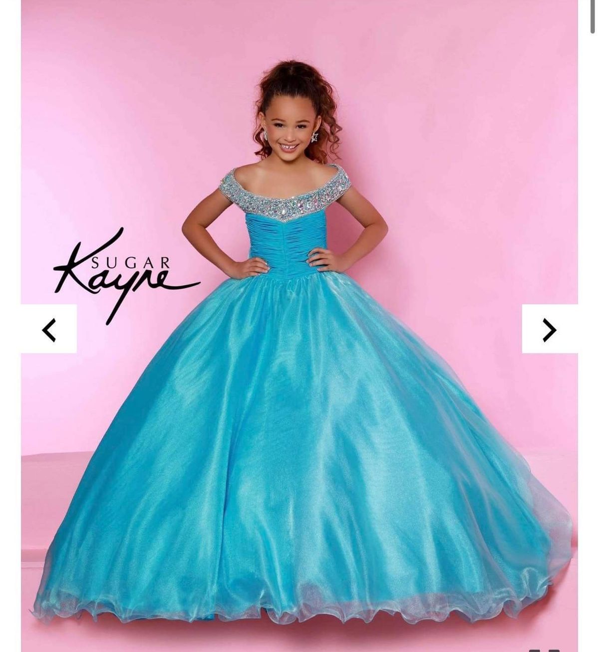 Sugar Kayne Long Girls One Shoulder Ballgown Dress