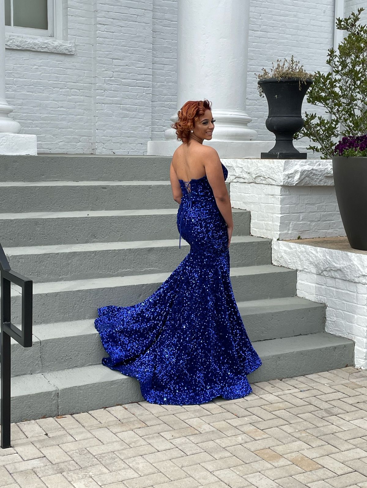 Amelia Couture Size 4 Prom Strapless Royal Blue Dress With Train on Queenly