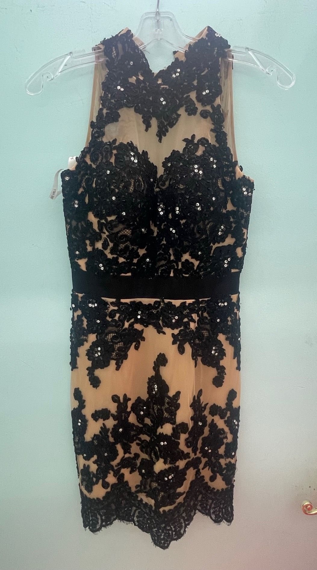 Sherri Hill Size 0 Prom High Neck Sheer Black Cocktail Dress on Queenly