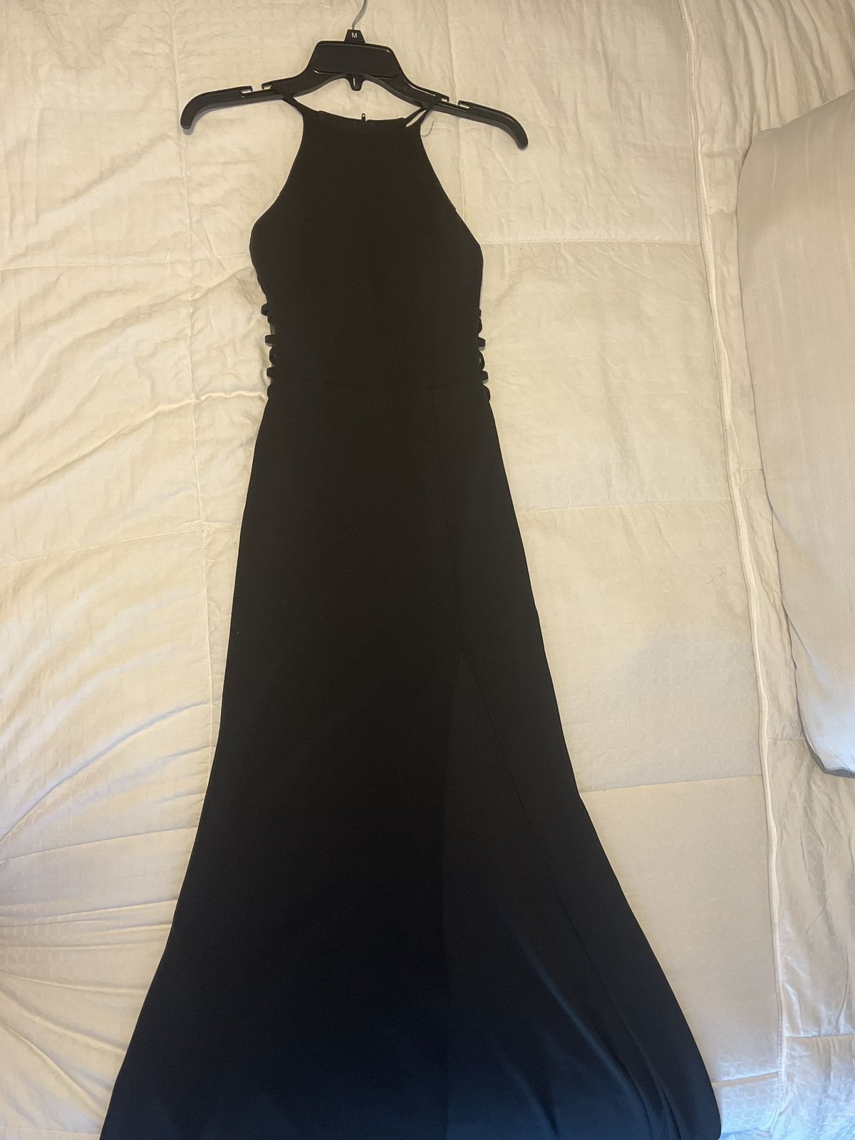 Size 4 Pageant High Neck Black Floor Length Maxi on Queenly