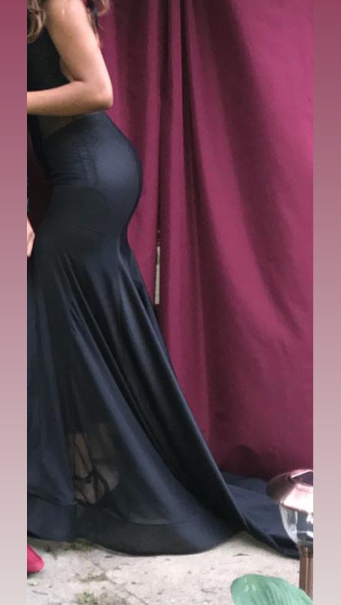 Size S Prom Sheer Black Dress With Train on Queenly