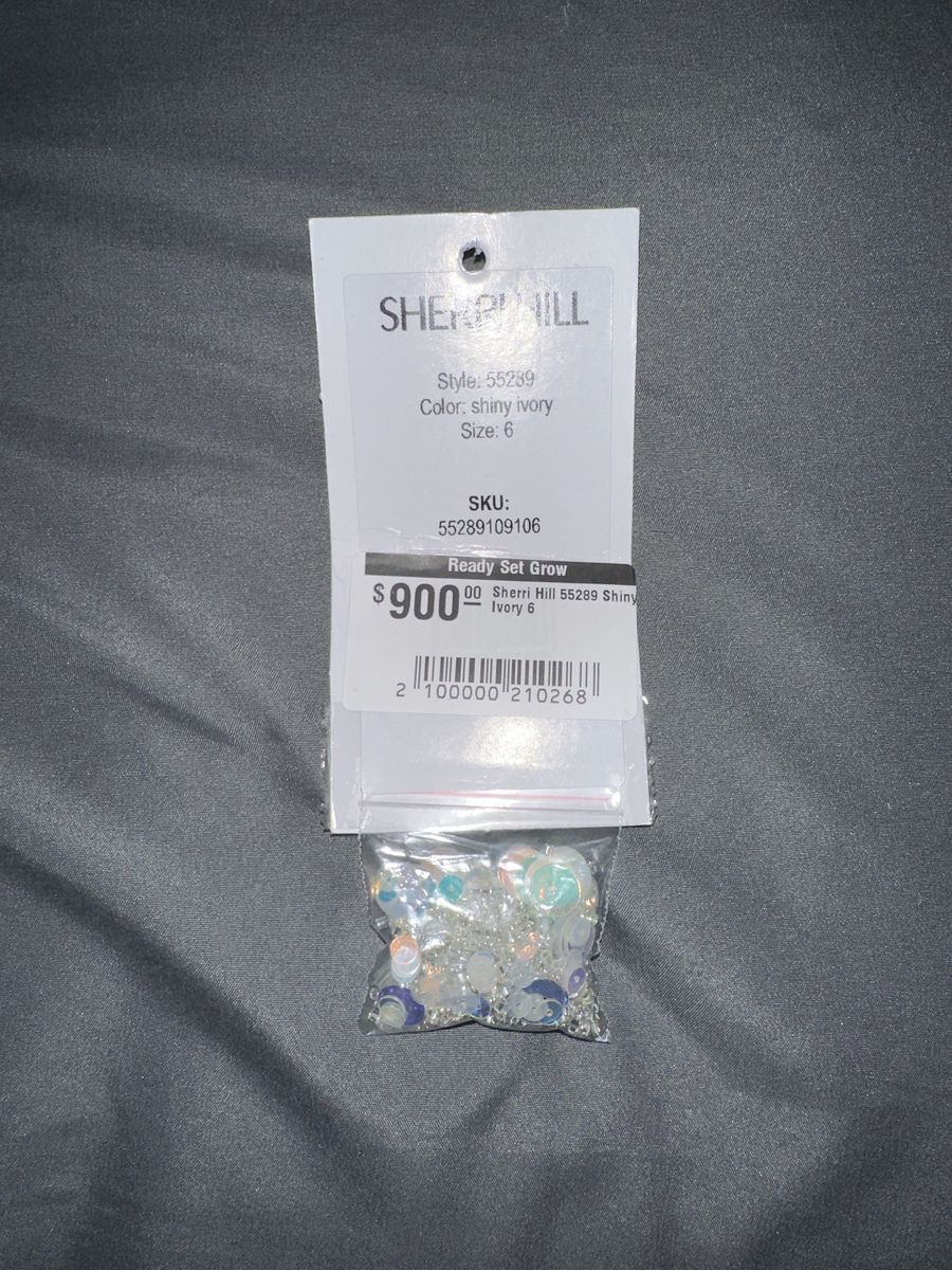 Sherri Hill Size 6 Wedding Sequined White Side Slit Dress on Queenly