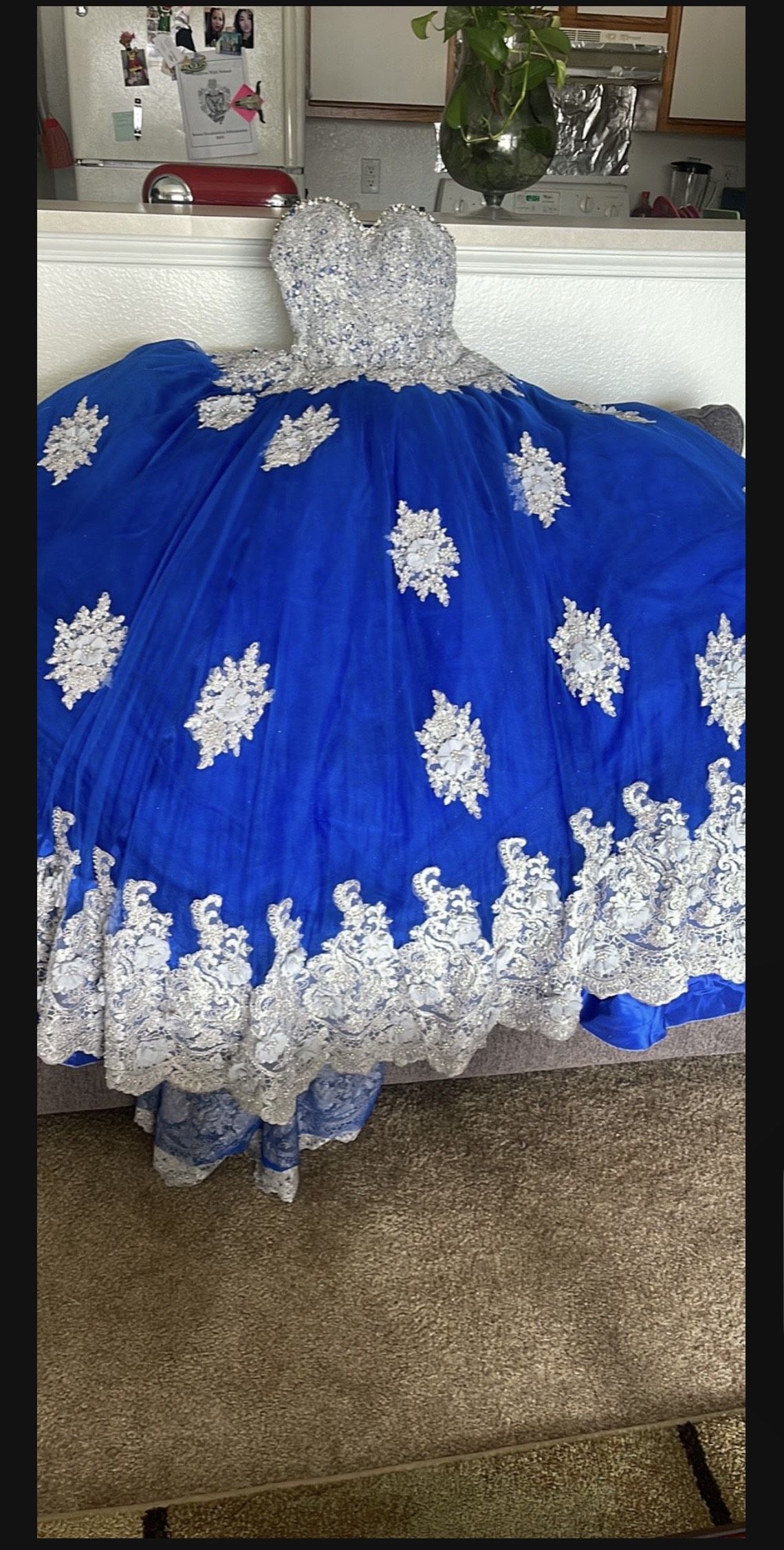 Size 4 Blue Ball Gown on Queenly