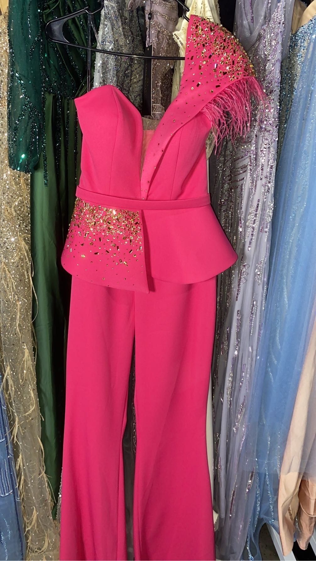 Size 10 Pink Formal Jumpsuit on Queenly