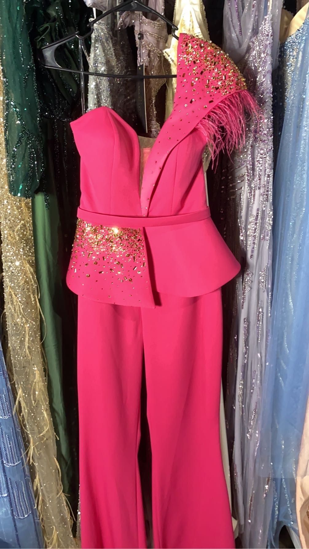 Size 10 Pink Formal Jumpsuit on Queenly