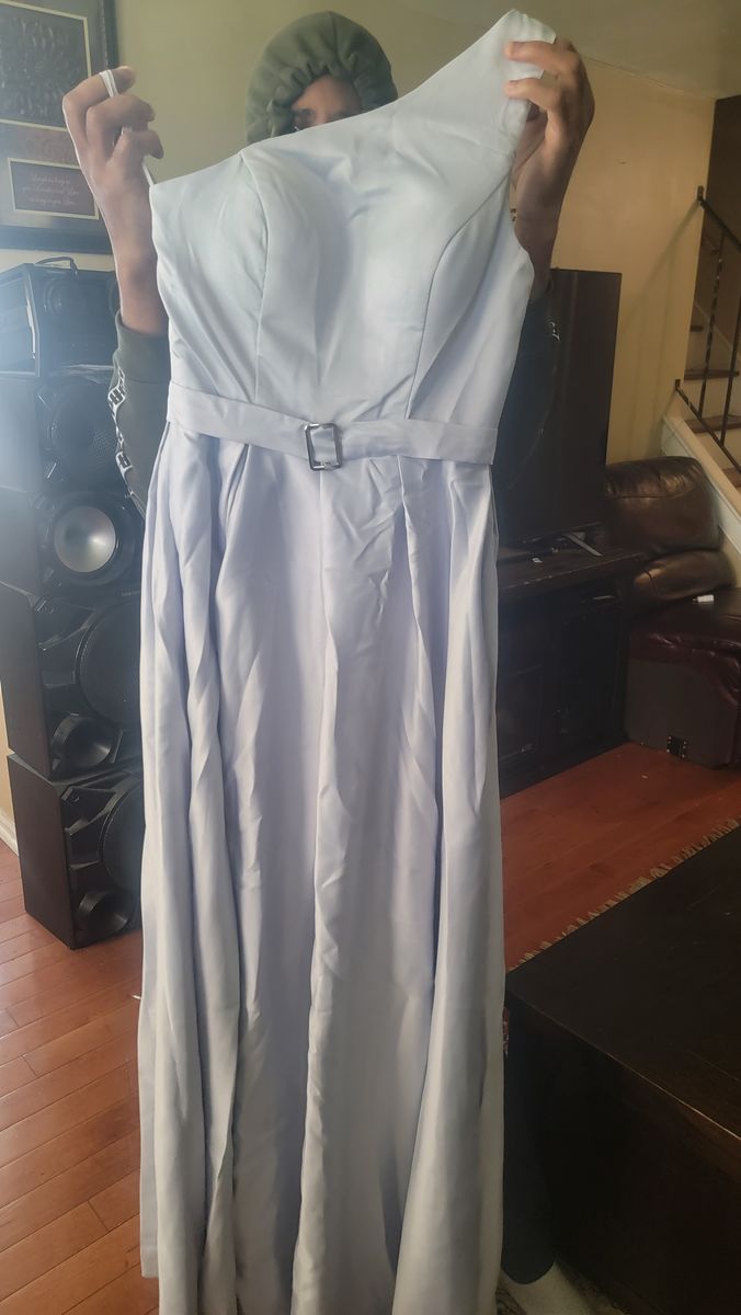 Size 6 Prom Silver Floor Length Maxi on Queenly