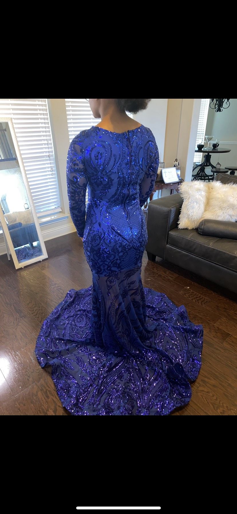 Size 12 Prom Blue Mermaid Dress on Queenly