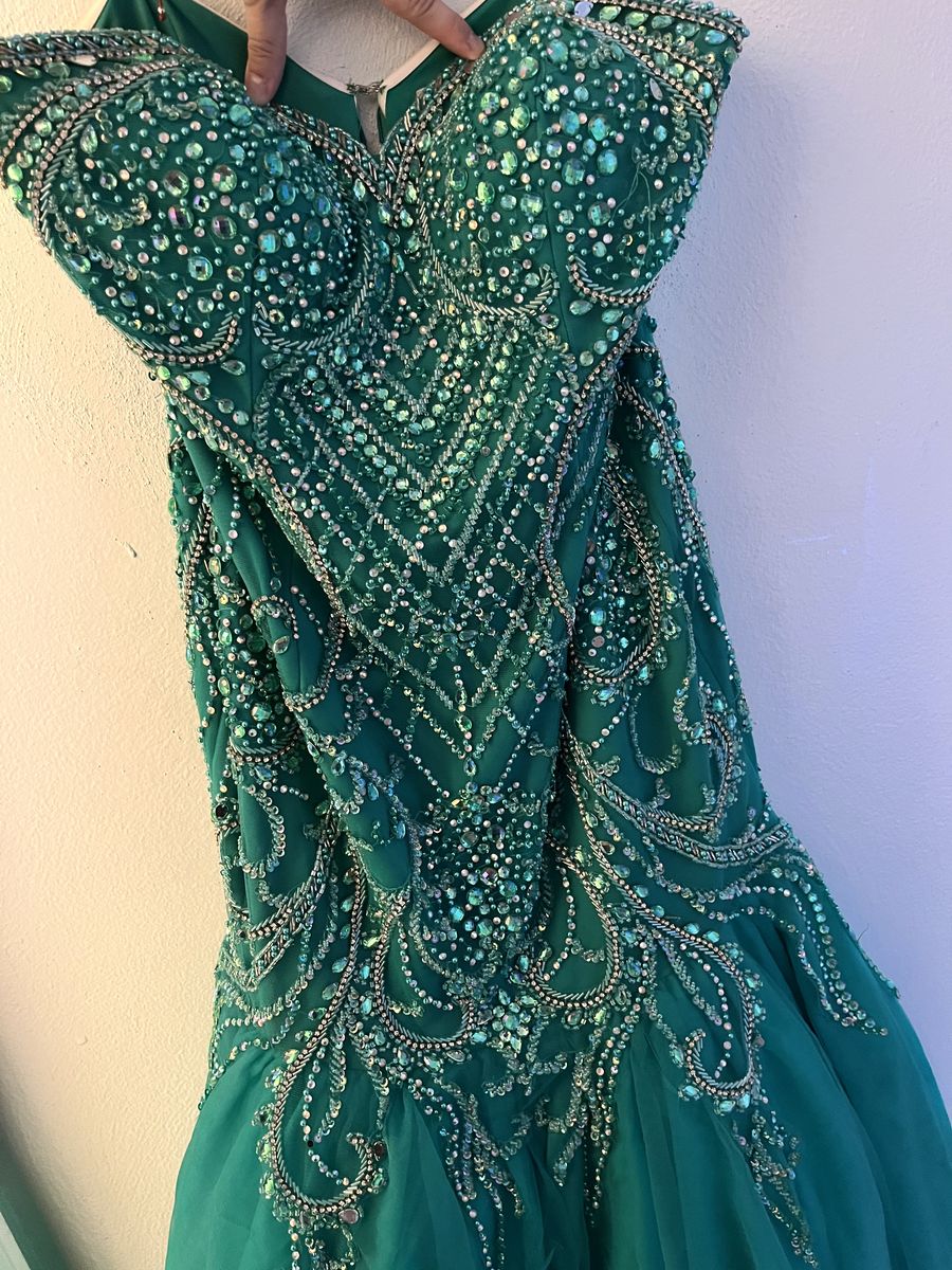 Style 16162 Tiffany Designs Plus Size 16 Green Mermaid Dress on Queenly