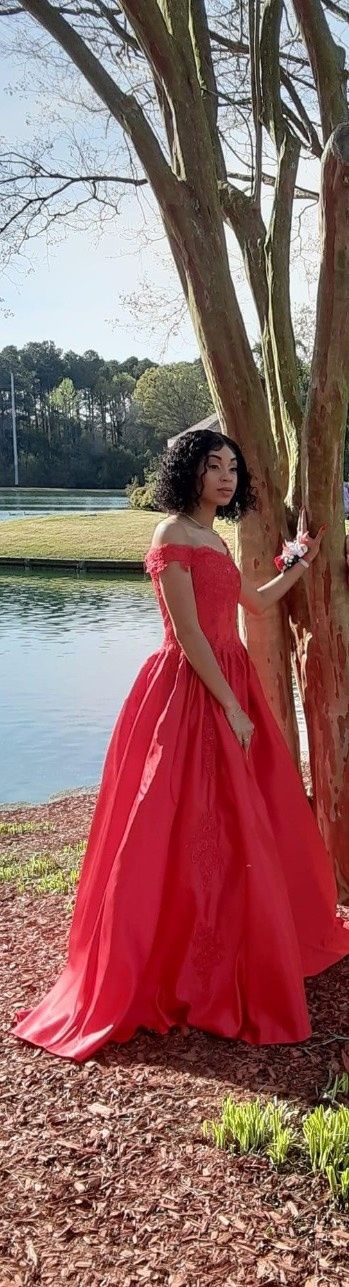 Size S Prom Red Ball Gown on Queenly