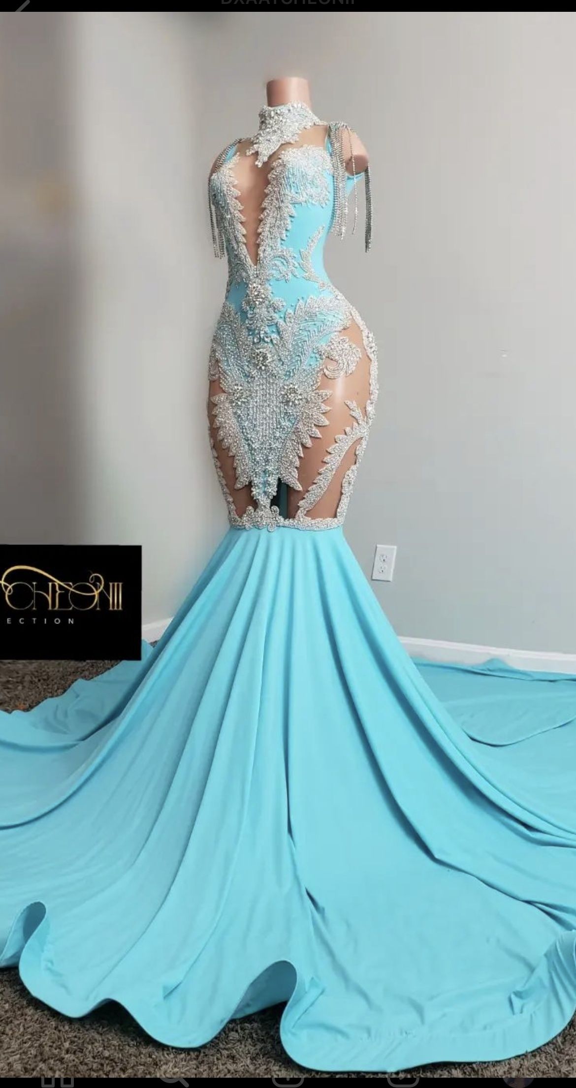 Size 14 Prom Blue Mermaid Dress on Queenly