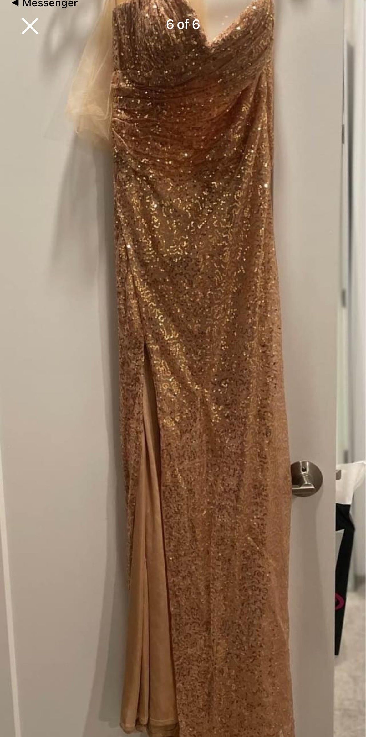 Size S Prom Gold Side Slit Dress on Queenly
