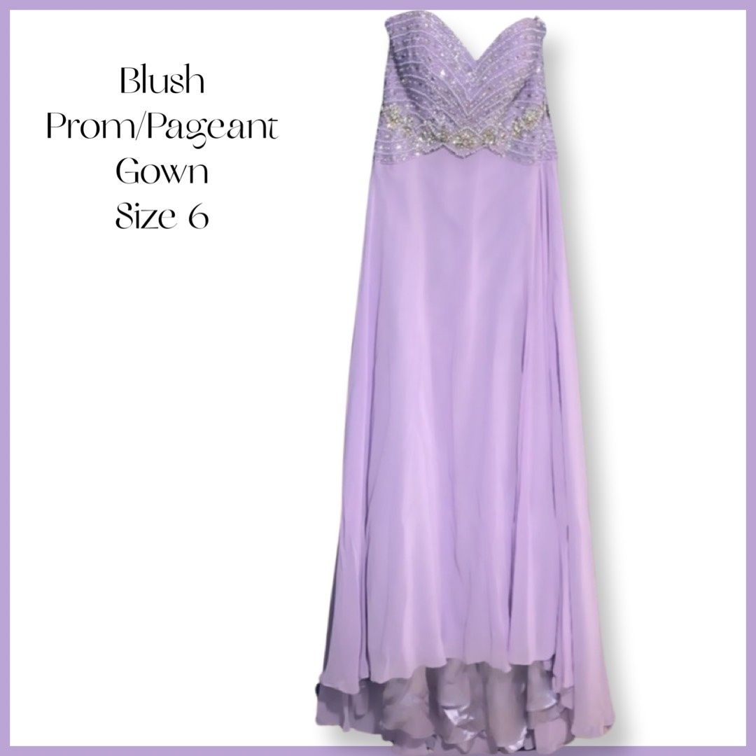 Blush Prom Size 6 Prom Strapless Sequined Purple Ball Gown on Queenly