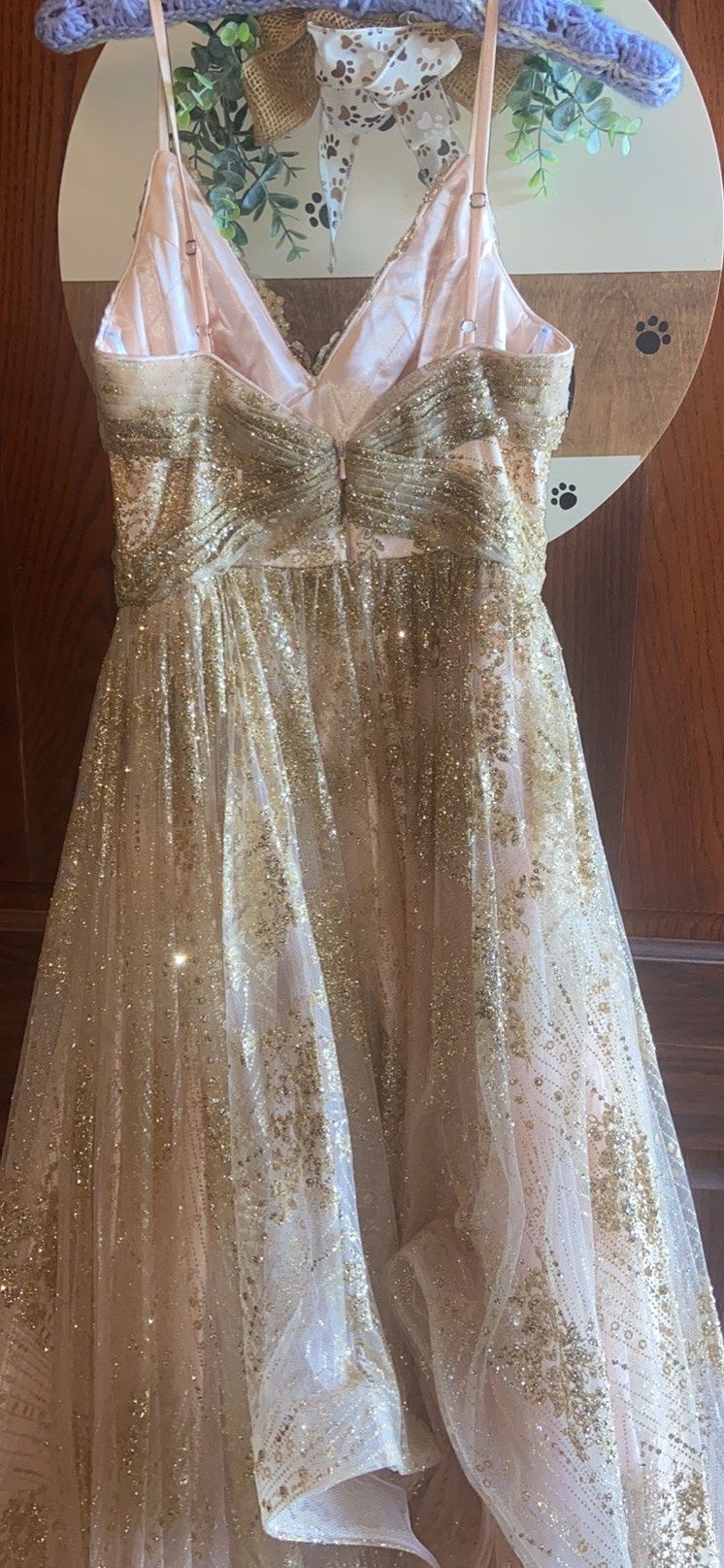 Camille La Vie Size 4 Prom Gold Dress With Train on Queenly