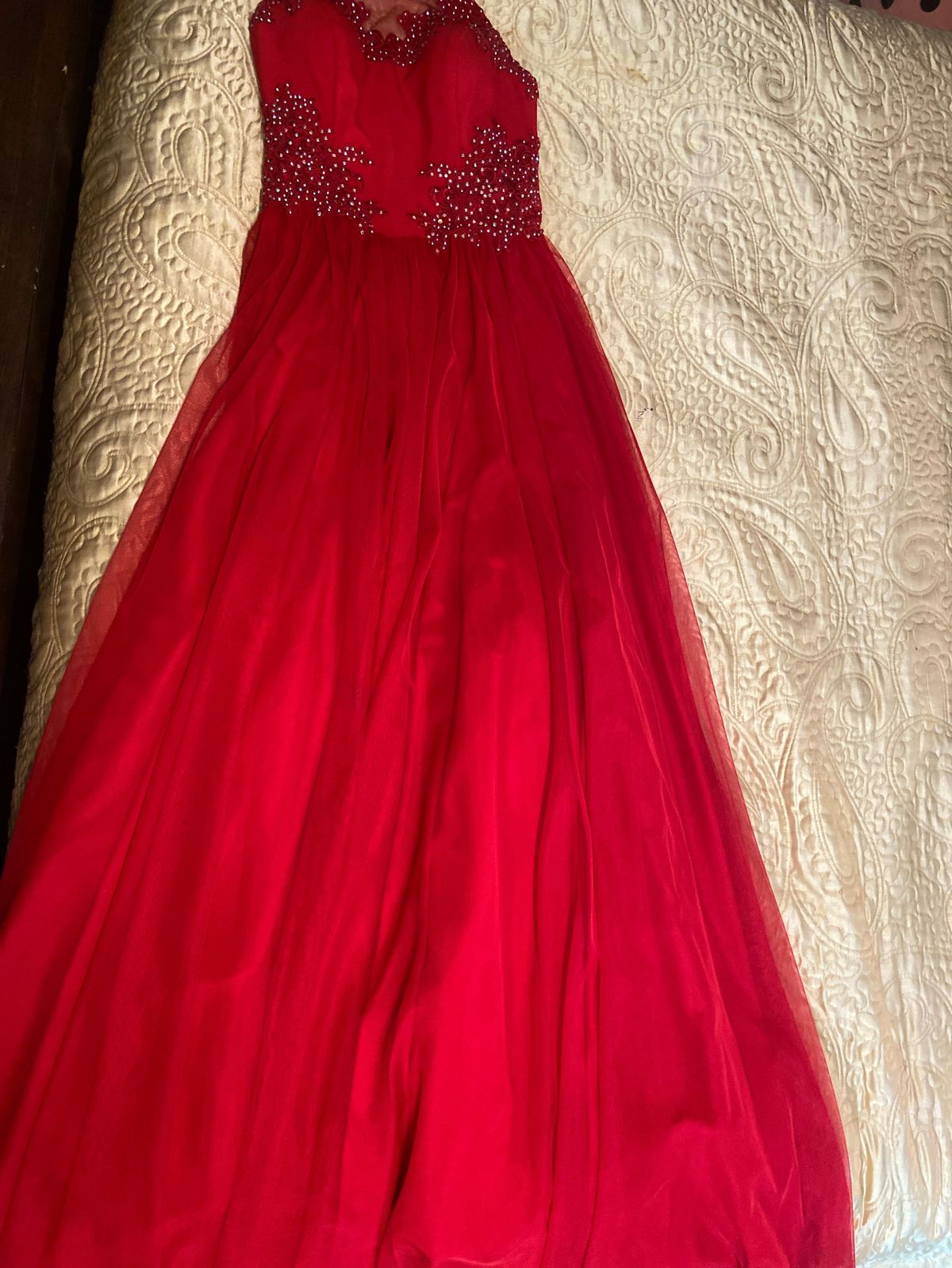 Blondie Nites Size 4 Prom Red Floor Length Maxi on Queenly