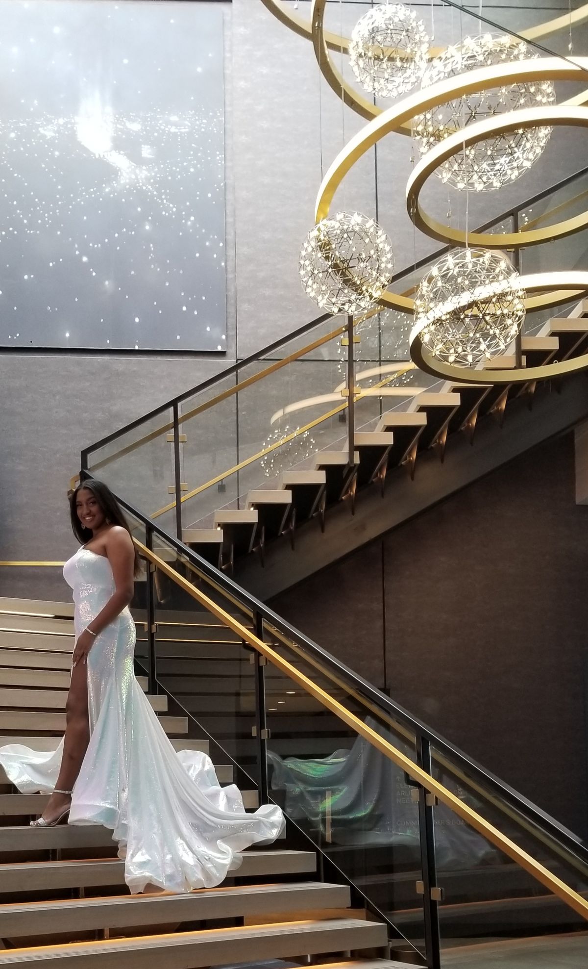 Ashley Lauren Size 8 Prom White Side Slit Dress on Queenly