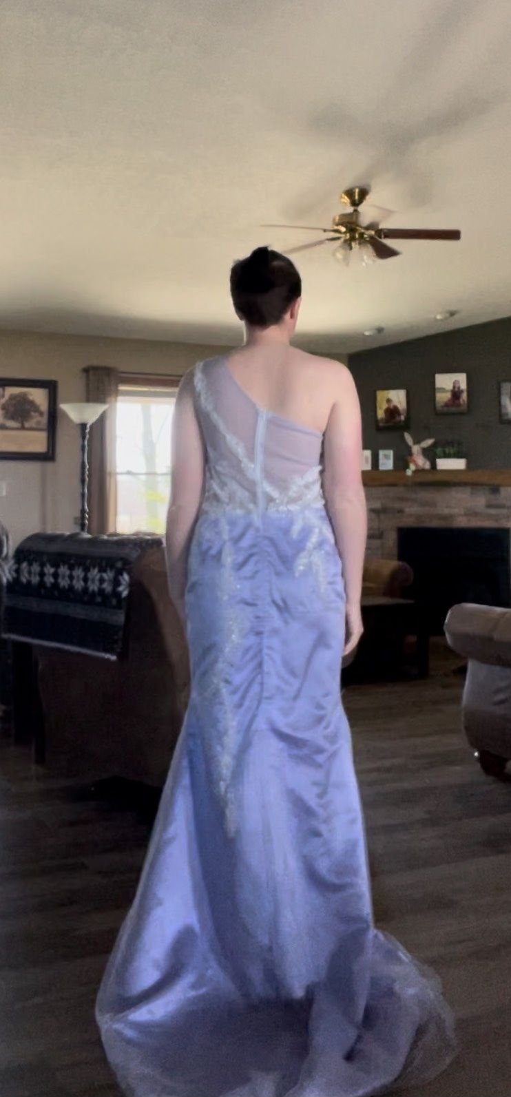 Size 10 Prom One Shoulder Purple Side Slit Dress on Queenly