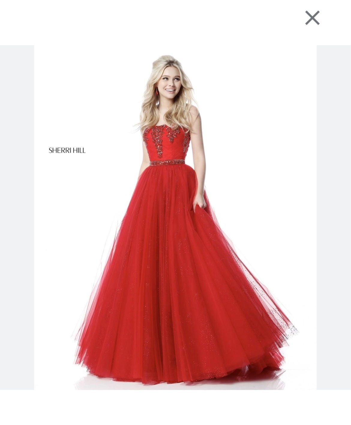 Sherri Hill Size 8 Satin Red Ball Gown on Queenly