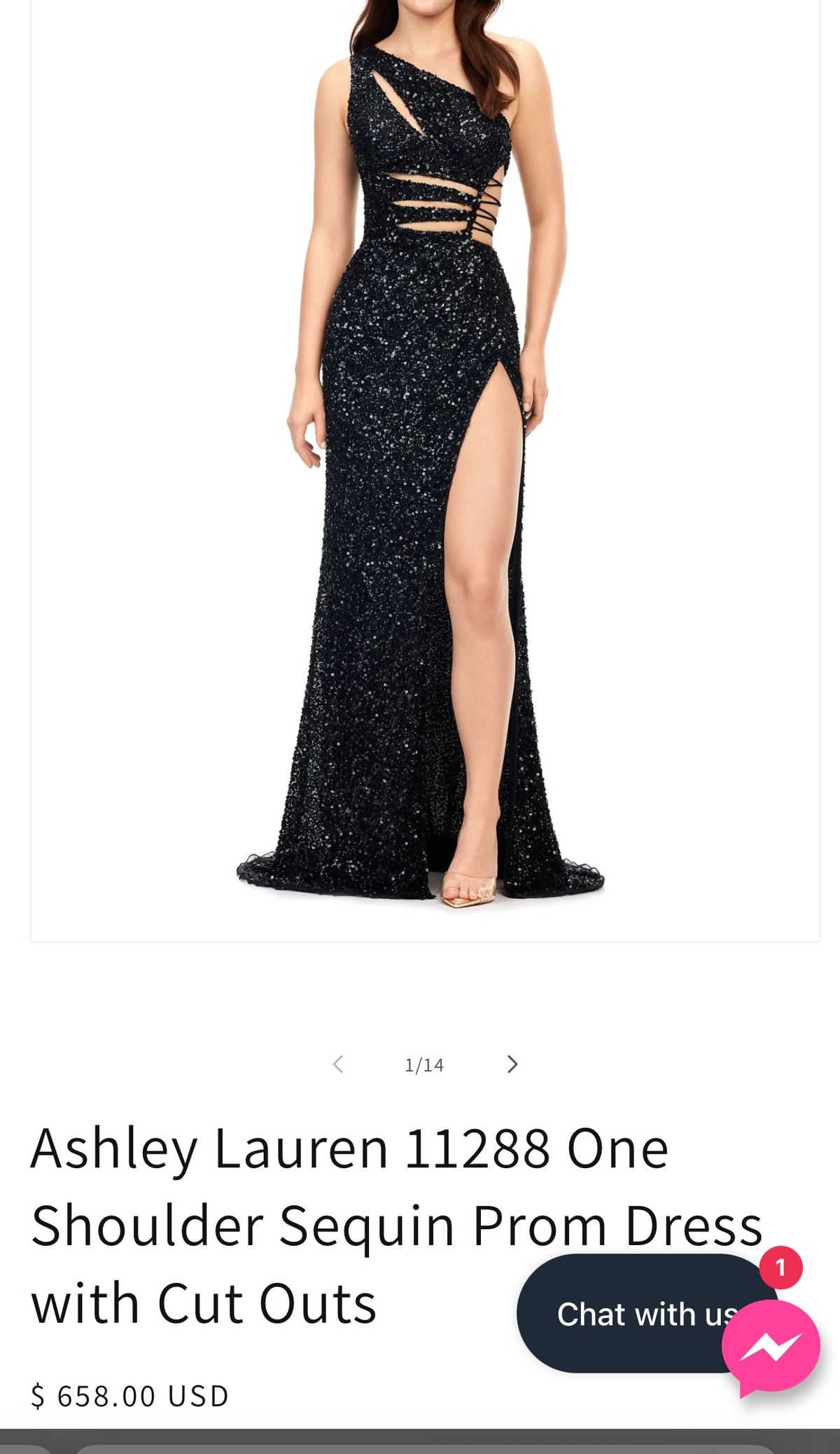 Ashley Lauren Size 0 Prom Black Side Slit Dress on Queenly