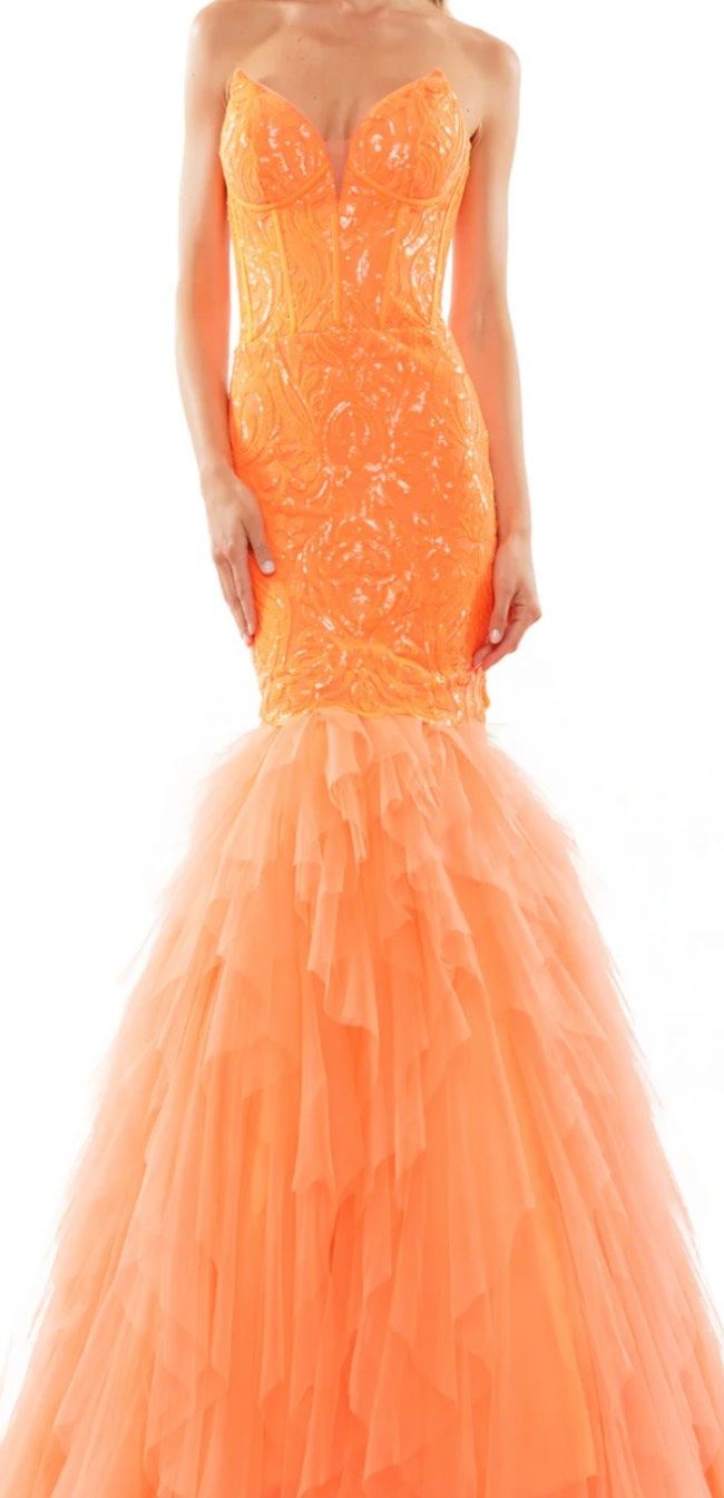 Size 2 Prom Orange Mermaid Dress on Queenly