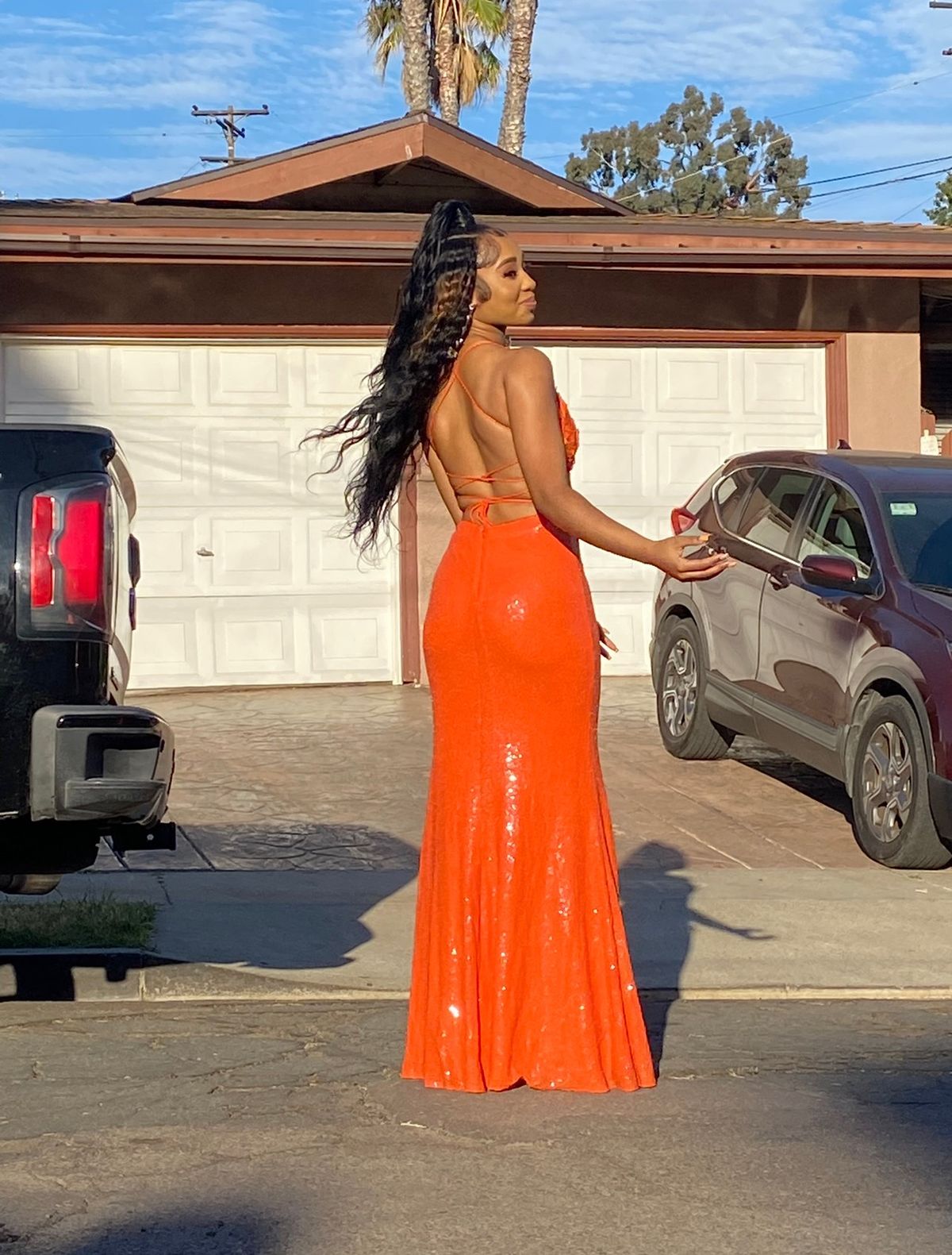 Size S Prom Orange A-line Dress on Queenly